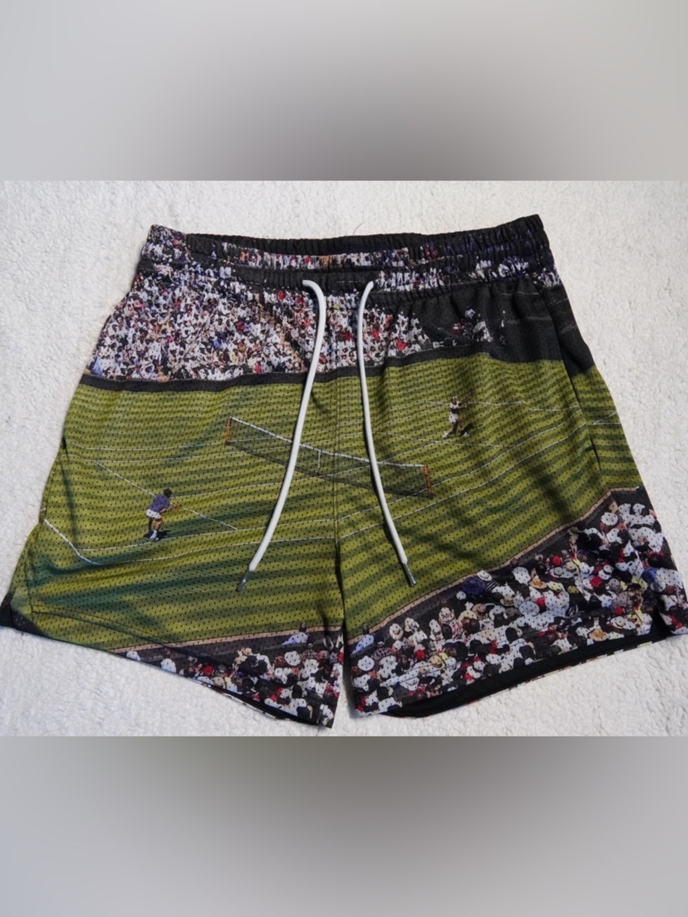 Abercrombie & Fitch mesh tennis court graphic Athletic Shorts Elastic Waistband